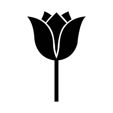 Tasarım için beyaz arkaplanda zarif siyah lale simgesi