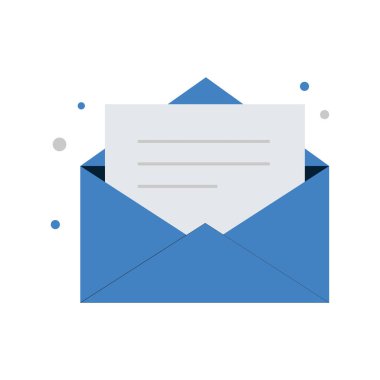 Mavi zarf ve mektupla modern e- posta iletişimi