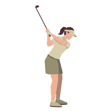 Golf kızı oyuncuları golf sopasıyla oynarken poz verir veya hareket ederler