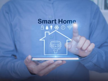 Evdeki elektrik, su kullanımı, kapalı alan sıcaklığı ve internet erişimi de dahil olmak üzere çeşitli sistemleri kontrol etmek için akıllı telefon aracılığıyla robotları kullanan akıllı bir ev yönetimi sistemi.