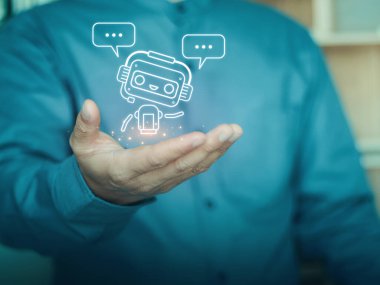 Yapay zeka yardımı, müşteri hizmetleri, otomatik destek ve sohbet robotlarının akıllı iletişimi, konuşma soruşturmalarıyla yapay zeka..