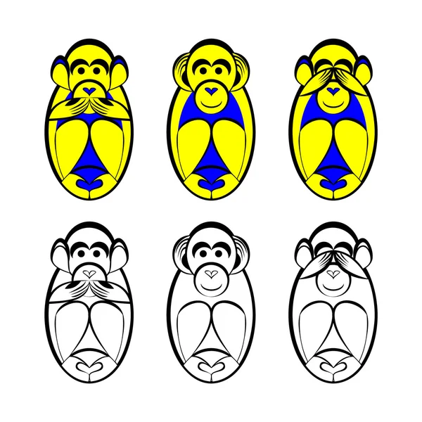Les trois singes — Image vectorielle