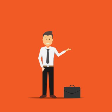 Siyah çantalı gülümseyen iş adamı karakteri