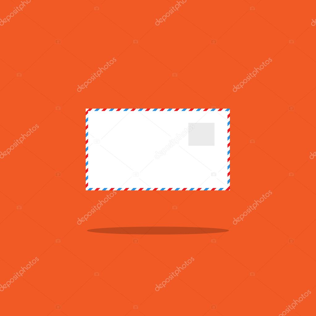 envelope flat icon at red 