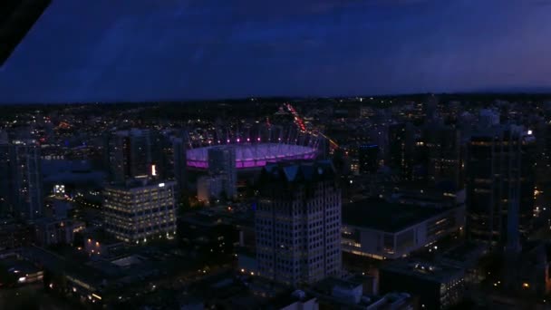 Vancouver noite tiro de ângulo alto — Vídeo de Stock