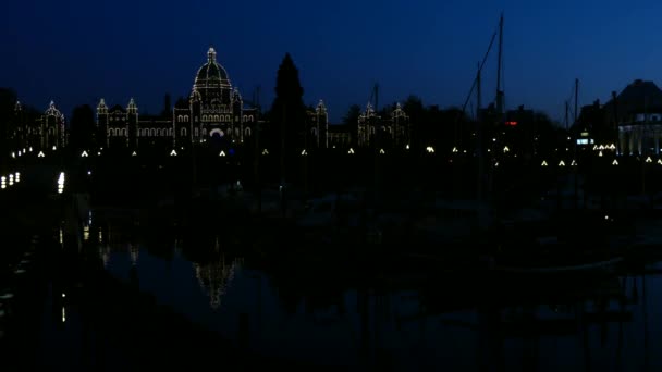 Édifice du Parlement Victoria Canada nuit — Video