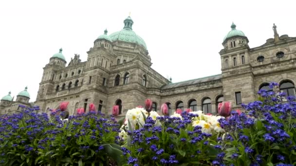 Victoria Parlement gebouw lente — Stockvideo