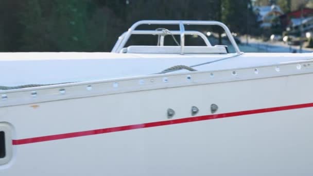 Barco chamado Nossa aventura em movimento close-up — Vídeo de Stock