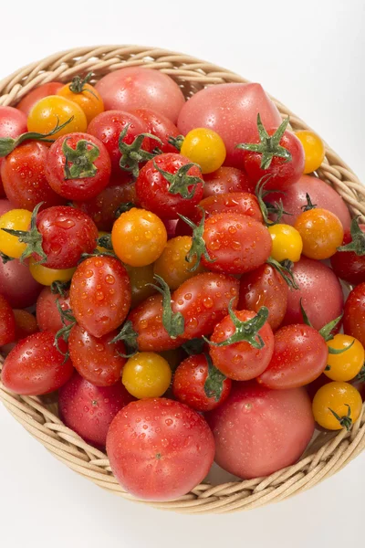 Es ist ein Foto von frischen Tomaten und Mini-Tomaten. — Stockfoto