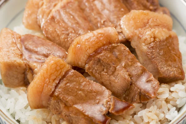 Tercampur dengan daging babi dan nasi — Stok Foto