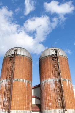 A silo that stores grass in a dairy facility
