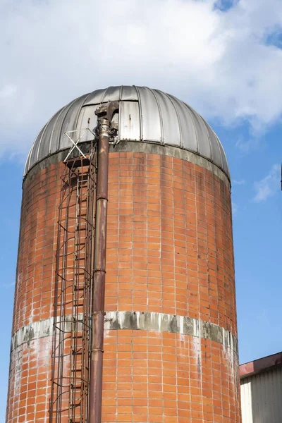 Silo Stores Grass Dairy Facility — Stock Photo, Image