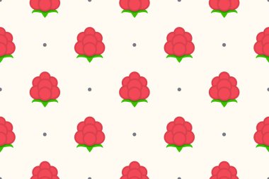 Ahududu yaz Dikişsiz desen. Ahududu düz vektör çizim.