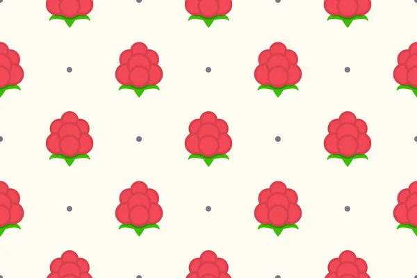 Raspberries summer seamless pattern. Raspberry flat vector illustration. — Stock Vector