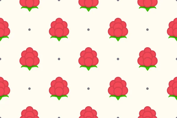 Framboises motif sans couture d'été. Illustration vectorielle plate framboise . — Image vectorielle