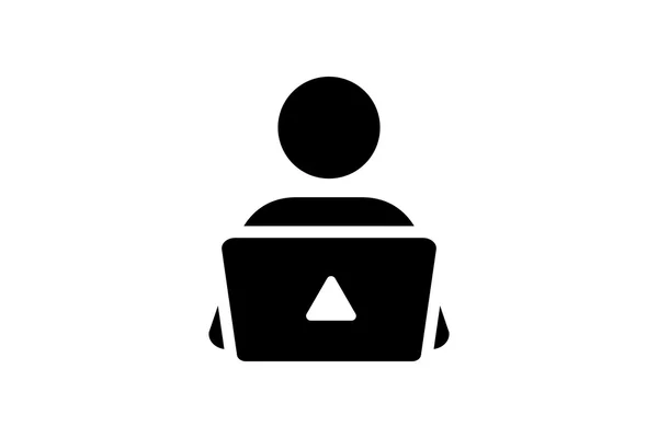 One-man-pictogram. Vector pictogram. Man zit op een laptop computer. — Stockvector