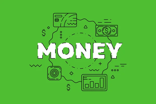 Para hat illüstrasyon. Çizgi düz Tasarım Web sitesi için. Beyaz modern afiş.