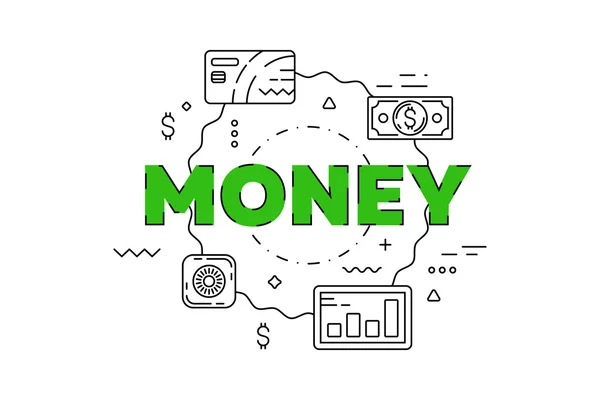 Para hat illüstrasyon. Çizgi düz Tasarım Web sitesi için. Beyaz modern afiş.