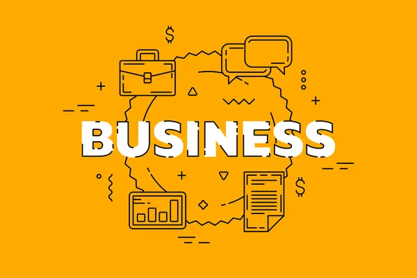 İş hat illüstrasyon. Çizgi düz Tasarım Web sitesi için. Sarı modern afiş.