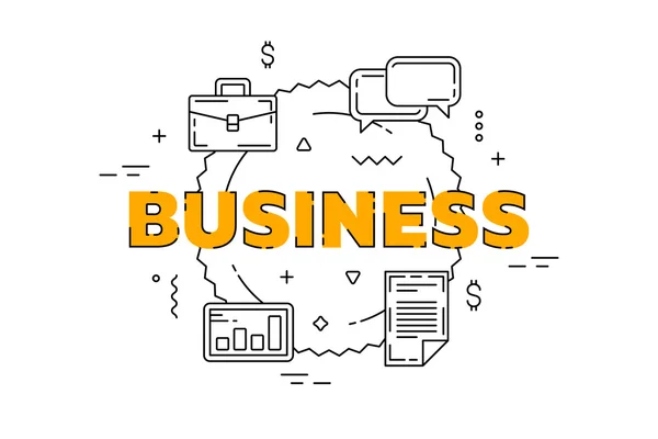 Business Line Illustration. Linie flaches Design für Website. weißes modernes Banner. — Stockvektor