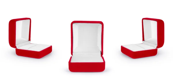 Red velvet box for the ring, isolated over the white background, — Stock Photo, Image