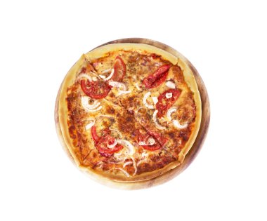 lezzetli İtalyan pizza üzerine beyaz