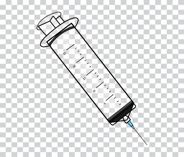 注射器の記号。透明な背景にフラット スタイル アイコン — ストックベクタ