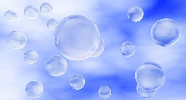 Zeepbellen tegen de hemel. 3D. — Stockfoto