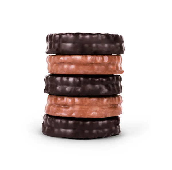 Cookie-uri de ciocolată izolate pe fundal alb — Fotografie, imagine de stoc