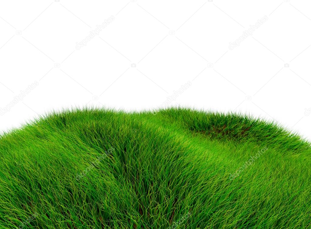 3D green hill of grass - isolated over a white background Stock ...