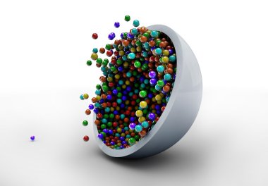 Cam levha içinde düşen renkli şeker