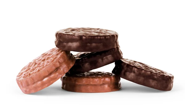 Chocolade koekjes tegen witte achtergrond — Stockfoto