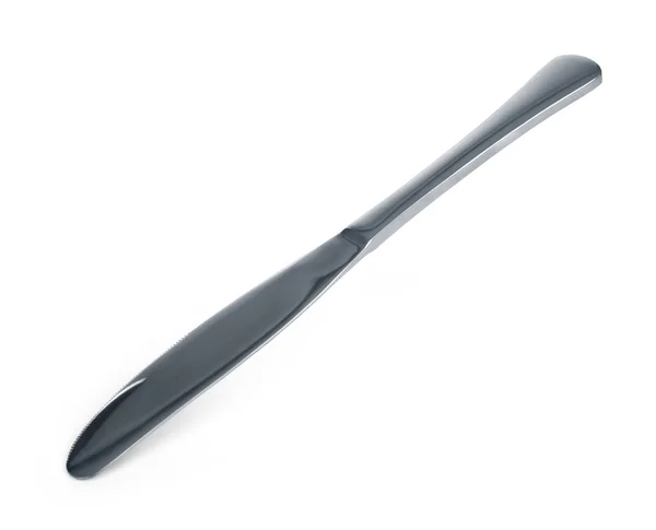Cuchillo de mesa de metal de acero sobre fondo blanco — Foto de Stock