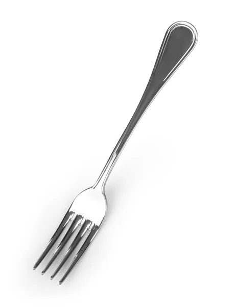 Zilveren vork geïsoleerd op een witte achtergrond met schaduw — Stockfoto