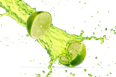 Kireç suyu bir whit üzerinde merkezi ile iki parça halinde kesilmiş