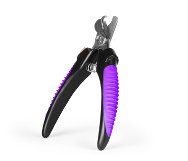 Evde beslenen hayvan izole üzerinde beyaz arka plan için tırnak makası