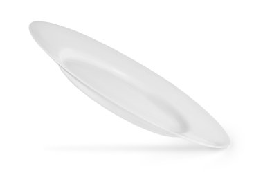 Beyaz arka plan üzerinde izole beyaz boş levha. Kırpma yolu