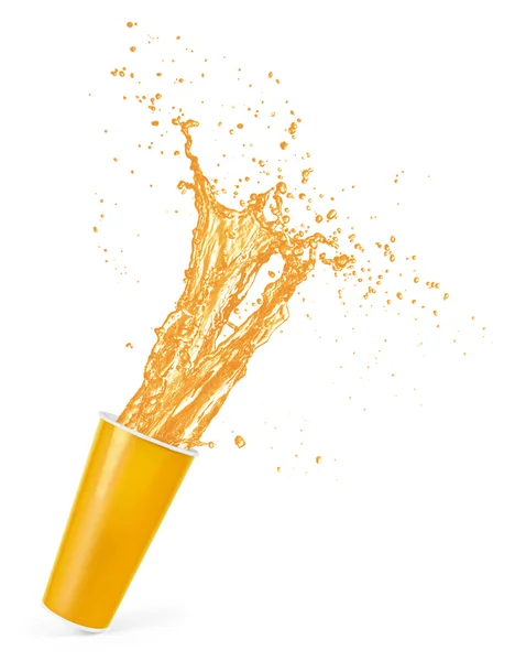 Oprysk soku pomarańczowego izolowany na białym tle — Zdjęcie stockowe