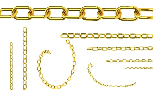 Seamless golden chains isolated over white background for contin — Stock Photo, Image