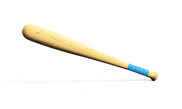 3D渲染的单个木制棒球棒与抛光完成隔离的白色背景 木制运动器材 棒球棍 新型投手设备 — 图库照片