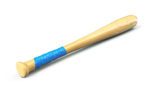 Rendering Single Wooden Baseball Bat Polish Finishing Isolated White Background — Stock Photo, Image