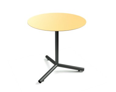 Beyaz modern masa. Beyaz arkaplanda 3d görüntüleme izole edildi