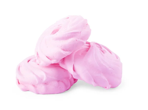 Biscotto Meringa Isolato Dolce Meringa Rosa Croccante Ritorta Sfondo Bianco — Foto Stock
