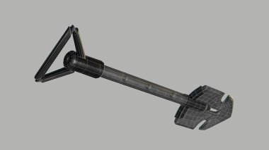 Küreğin 3 boyutlu görüntüsü. 3B görüntüleme beyaz üzerine izole edildi.