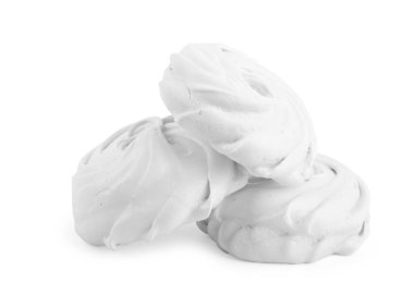 Kurabiye izole edildi. Beyaz arka planda tatlı, çıtır çıtır pembe krema..