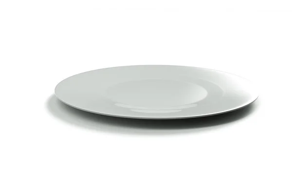 Empty Plate Isolated White Background Render — Stock Photo, Image