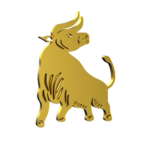 Значок Золотая Корова Выделен Белом Фоне Рендеринг — стоковое фото