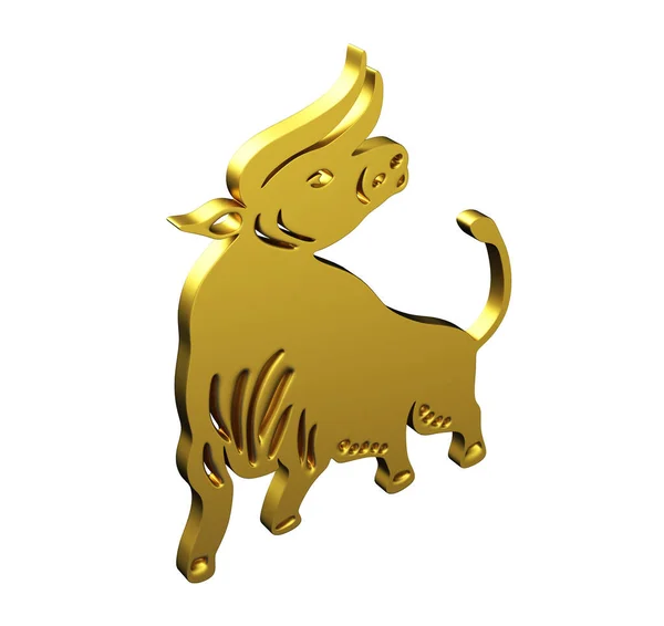 Значок Золотая Корова Выделен Белом Фоне Рендеринг — стоковое фото