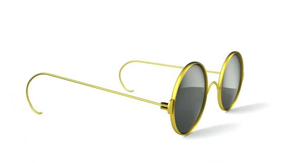 Renderização Óculos Vintage Dourados Isolados Fundo Estúdio Branco — Fotografia de Stock