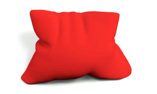 Renderizado Almohada Terciopelo Rojo Real Aislado Sobre Fondo Blanco — Foto de Stock